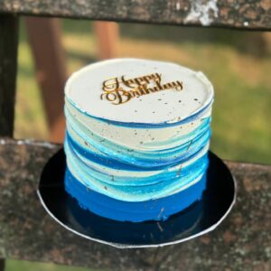 blue and white ombre cake