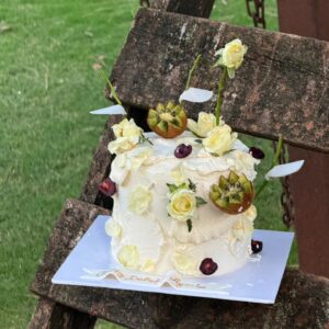 rustic floral garden cake